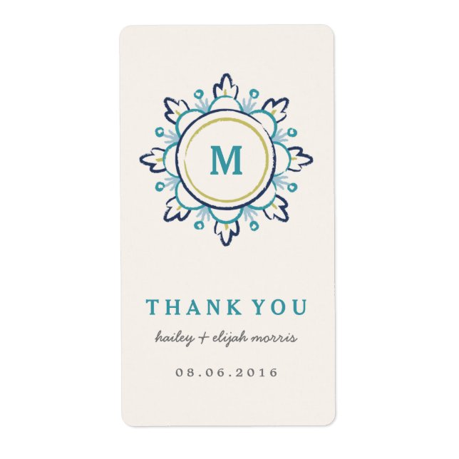 Mandala Gift Tag Label - Teal (Front)