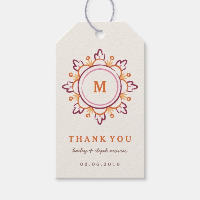 Mandala Gift Tag - Tangerine (Front)