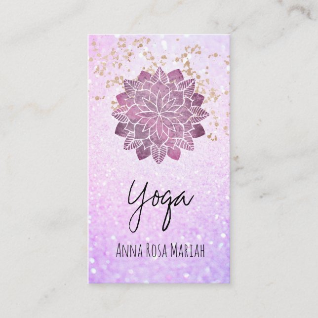 *~* Mandala Gold Glitter Spiritual Yoga Business Card (Front)