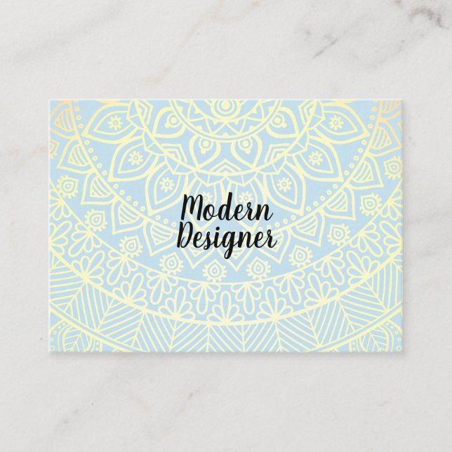 Mandala Gold Pattern and Grunge Business Card (Front)