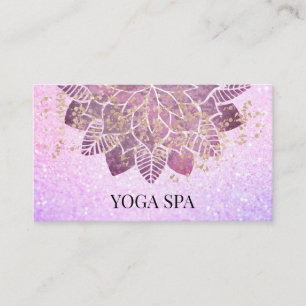 *~* Mandala -  Gold Pink Glitter Spiritual Yoga Business Card