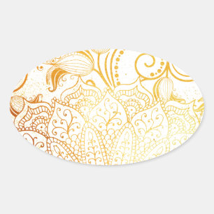 Mandala - Golden brush Oval Sticker