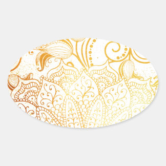 Mandala - Golden brush Oval Sticker