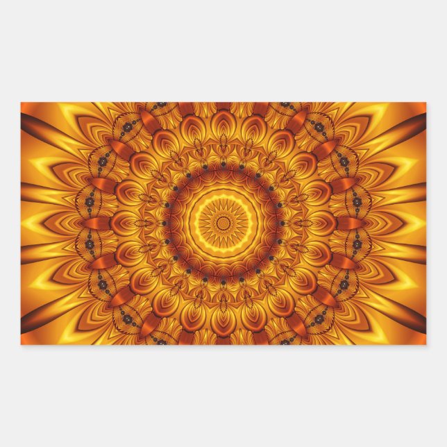 mandala golden sun rectangular sticker (Front)