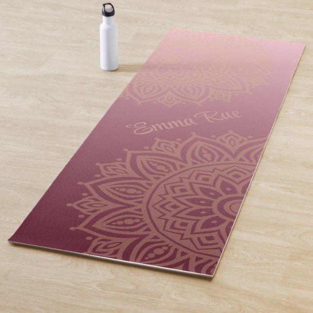Mandala Gradient Maroon Pink Yoga Mat (In Situ)