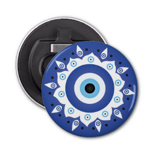 Mandala Greek Evil Eye Blue White Bottle Opener