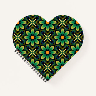 Mandala Green and Yellow Floral Geometric Pattern  Notebook