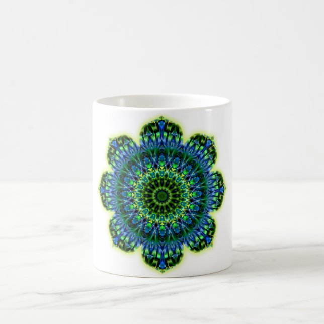 Mandala green blue coffee mug (Center)