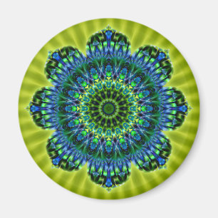 Mandala green blue lightgreen flower magnet