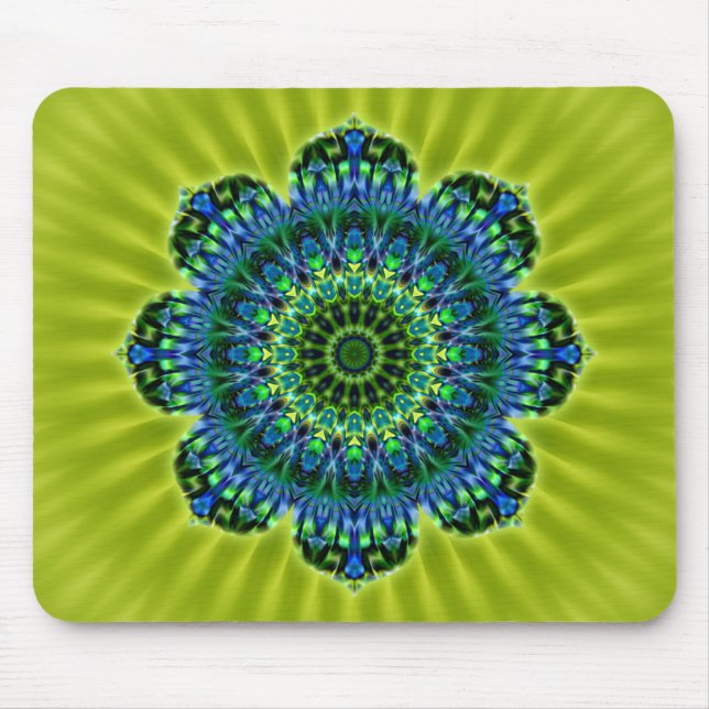 Mandala green blue | lightgreen flower mouse pad (Front)