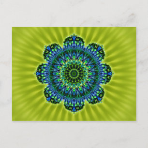 Mandala green blue lightgreen flower postcard