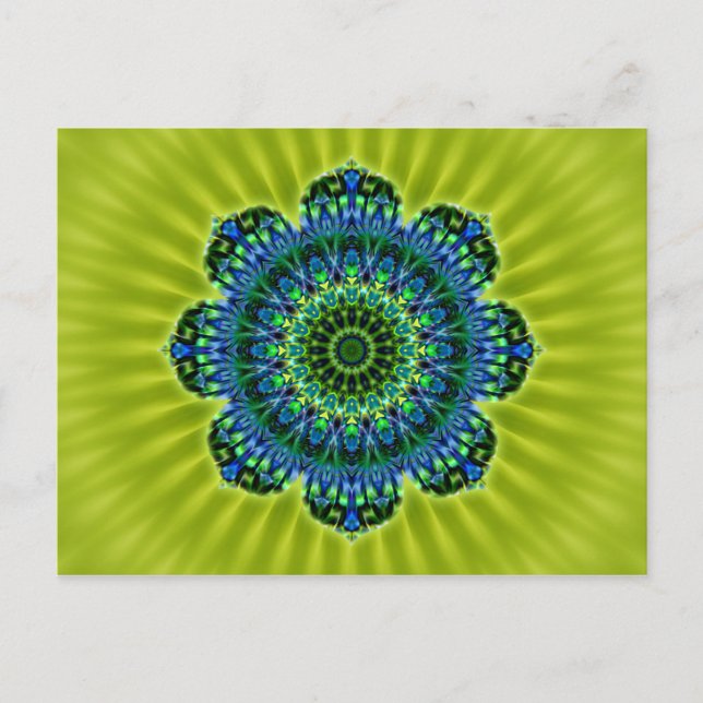 Mandala green blue | lightgreen flower postcard (Front)