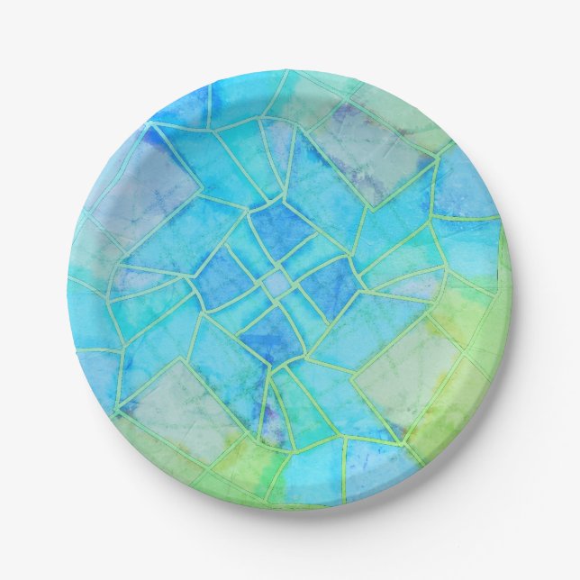 Mandala Green Chalk Sketch Paper Plate (Front)