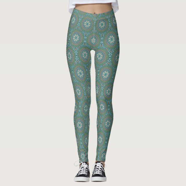 Mandala Green Leggings (Front)