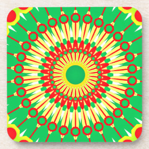 Mandala Green Red Circle Design-58577 Coaster