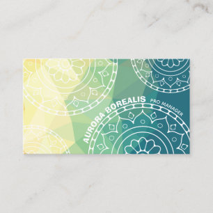 Mandala green yellow geometric modern card