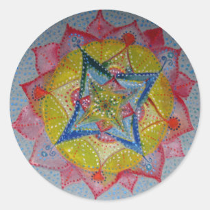 Mandala Hand Painted Classic Round Sticker, Glossy Sticker