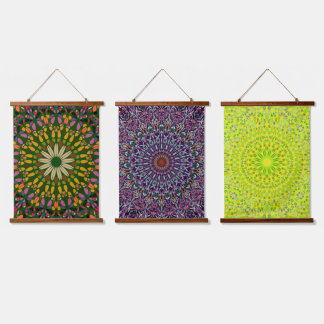 Mandala Harmony Wall Tapestry Wood-Topped Vertical