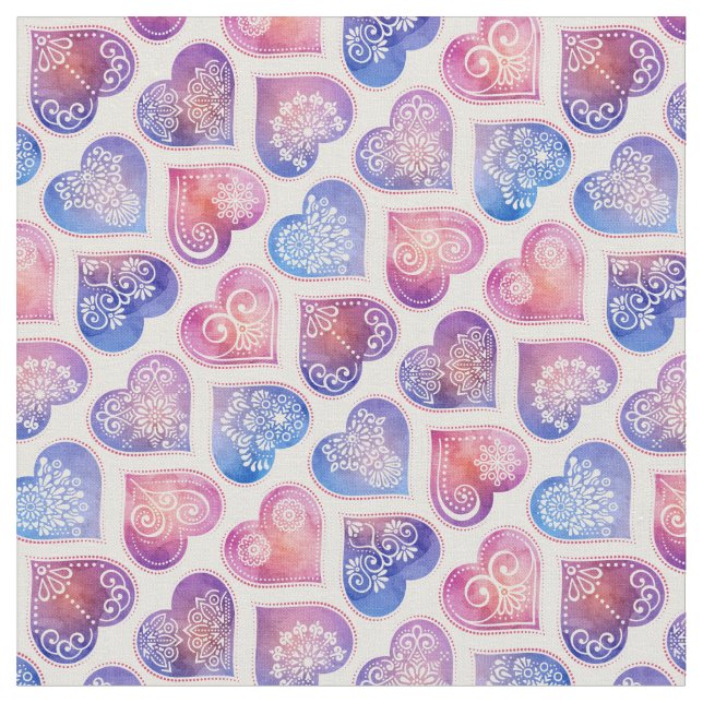 Mandala Hearts Pattern Fabric (Close Up)