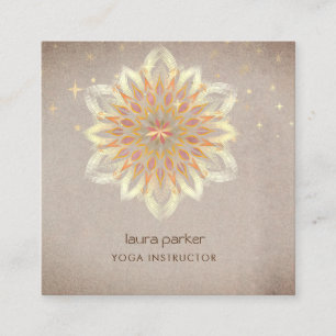 Mandala Holistic Lotus Floral Zen Meditation Yoga Square Business Card