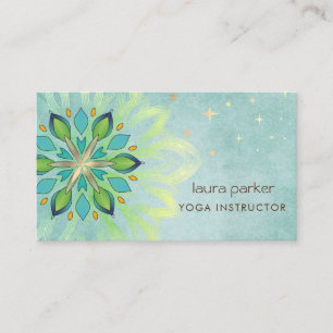 Mandala Holistic Lotus Floral Zen Yoga Teal  Business Card