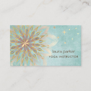 Mandala Holistic Lotus Floral Zen Yoga Teal  Business Card