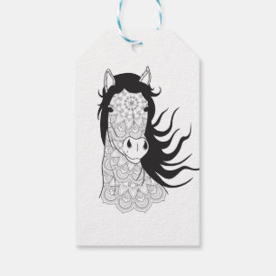 Mandala Horse Lover Cowgirl Princess Cowboy Farm Gift Tags