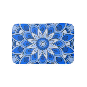 Mandala in blue bath mat