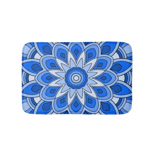 Mandala in blue bath mat (Front)