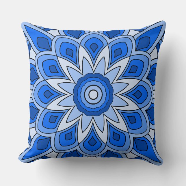 Mandala in blue cushion (Front)