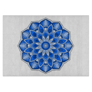 Mandala in blue cutting board