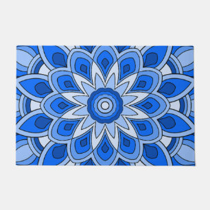Mandala in blue doormat