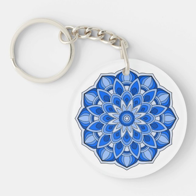 Mandala in blue key ring (Front)