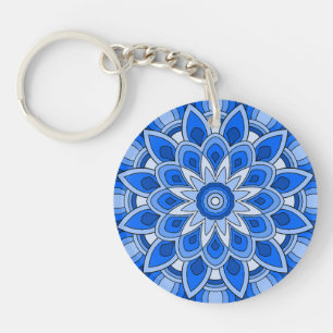 Mandala in blue key ring