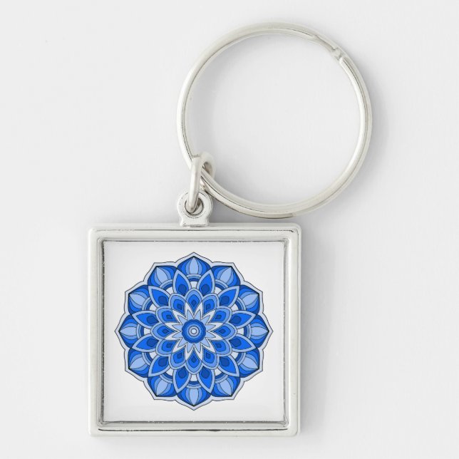 Mandala in blue key ring (Front)