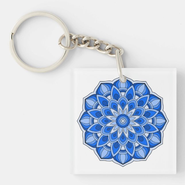 Mandala in blue key ring (Front)
