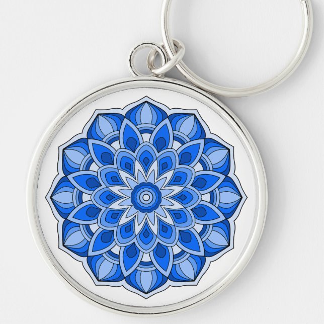 Mandala in blue key ring (Front)