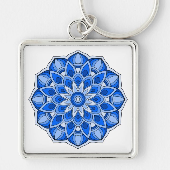 Mandala in blue key ring (Front)