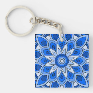 Mandala in blue key ring