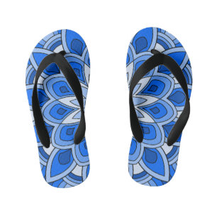 Mandala in blue kid's jandals