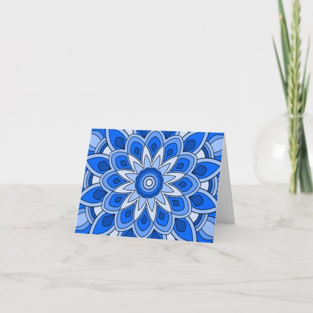Mandala in blue note card (Front)
