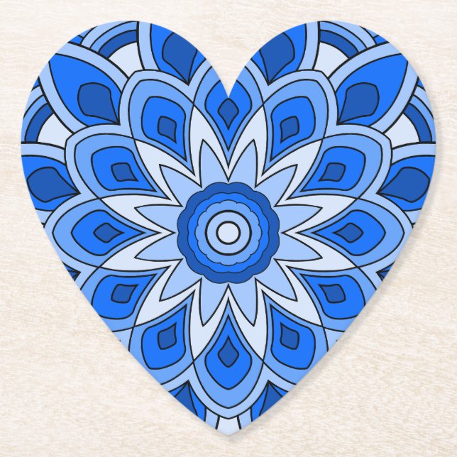 Mandala in blue paper coaster (Front)