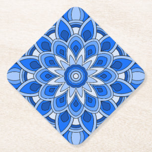 Mandala in blue paper coaster
