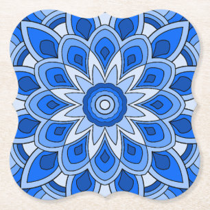 Mandala in blue paper coaster