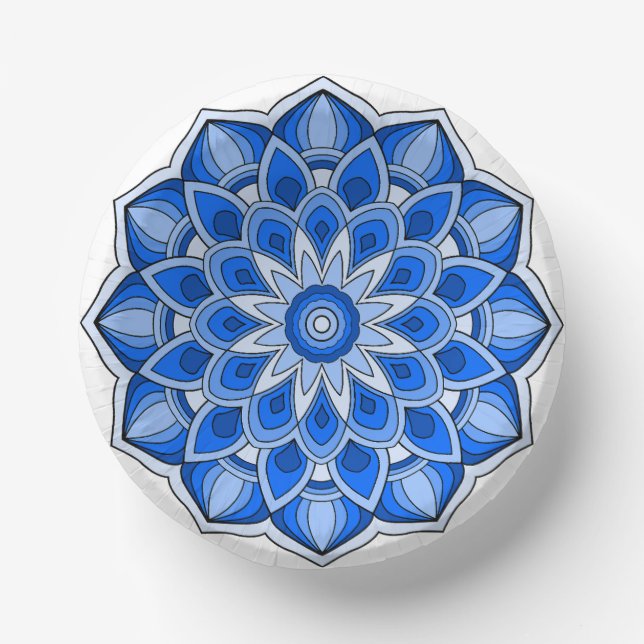 Mandala in blue Paper Plate (Front)