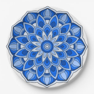 Mandala in blue Paper Plate