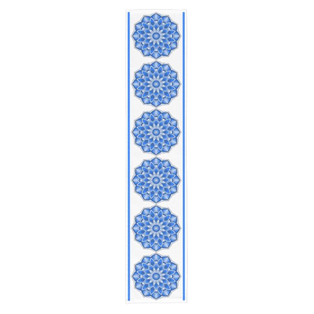 Mandala in blue short table runner (Front)