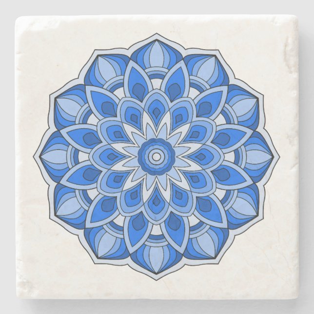 Mandala in blue stone coaster (Front)