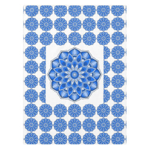 Mandala in blue tablecloth