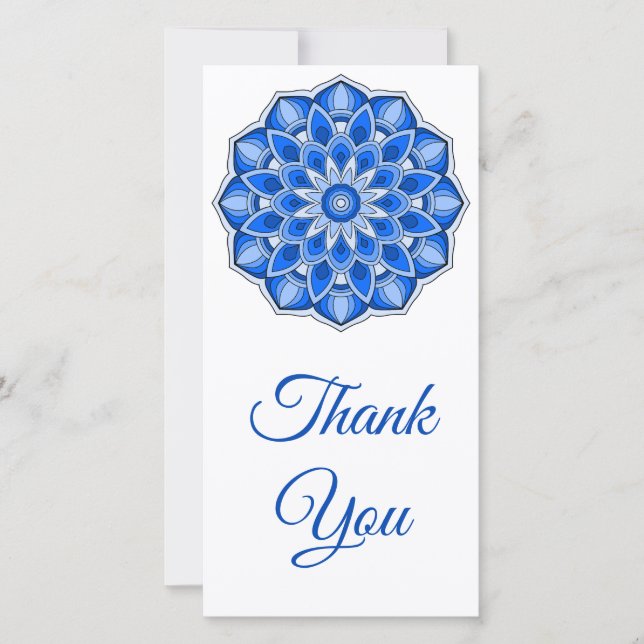 Mandala in blue thank you card (Front)